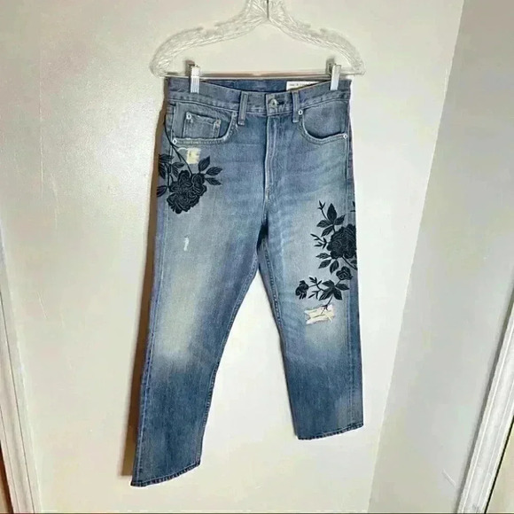 NEW Rag & Bone Marilyn Embroidered Ramona Jeans Floral Bohemian Distressed Denim - Picture 11 of 11